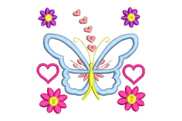Butterfly with Heart Embroidery Design