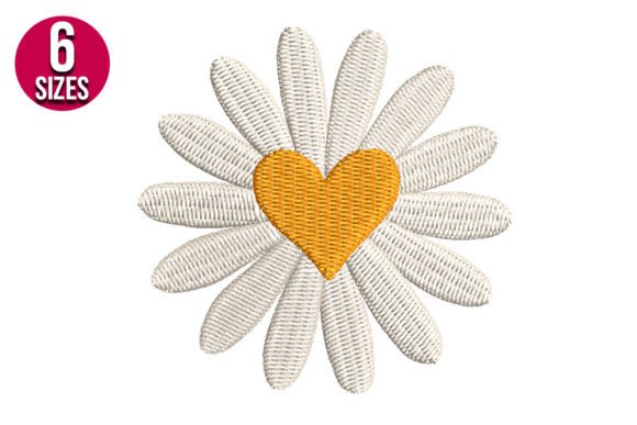 Daisy Flower with Heart: A Sweet Embroidery Design