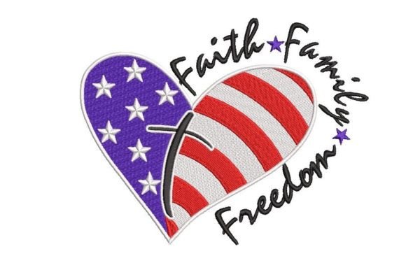 Heart American Flag Embroidery